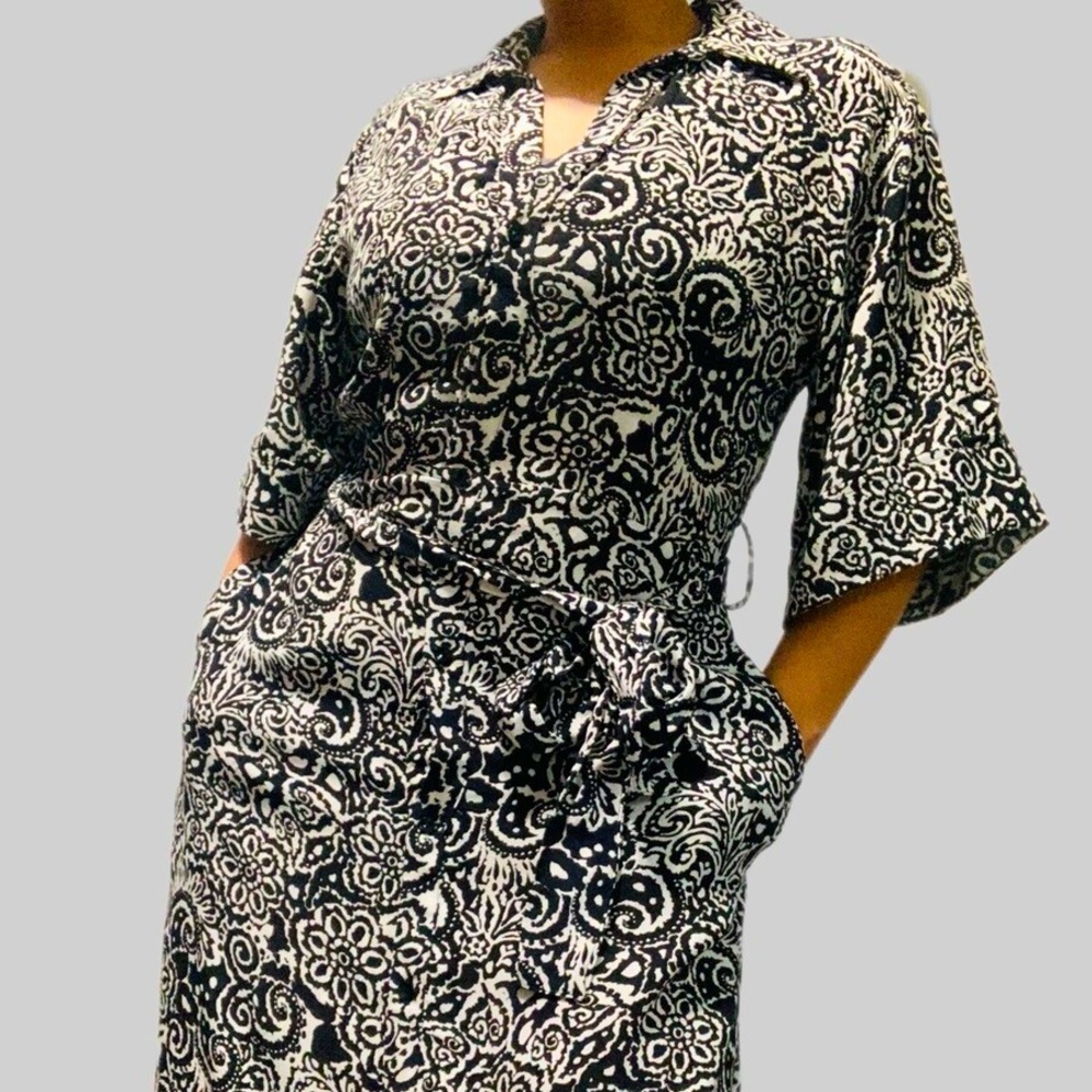 Zara shirt dress button down v neck midi dress